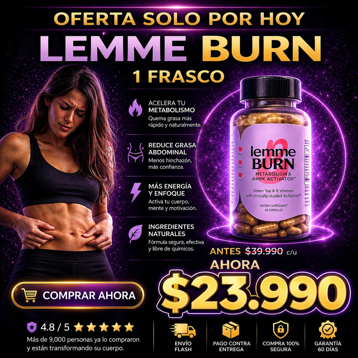 Lemme Burn – Suplemento Metabolismo & Activador AMPK - 60 cápsulas veganas