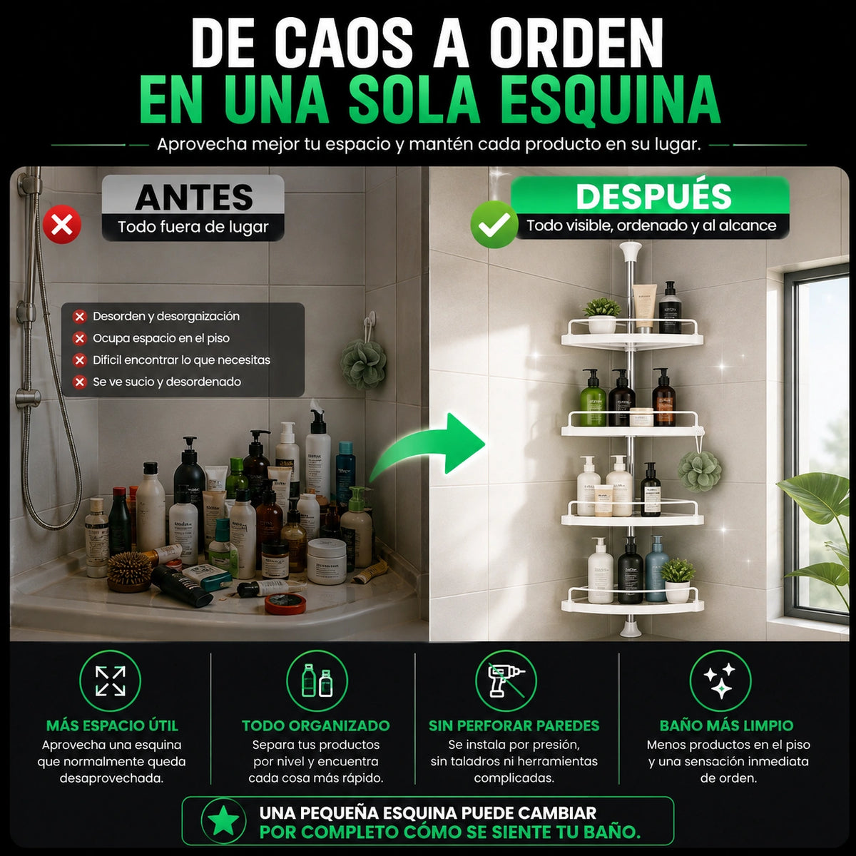 Organizador Esquinero De Ducha Y Baño