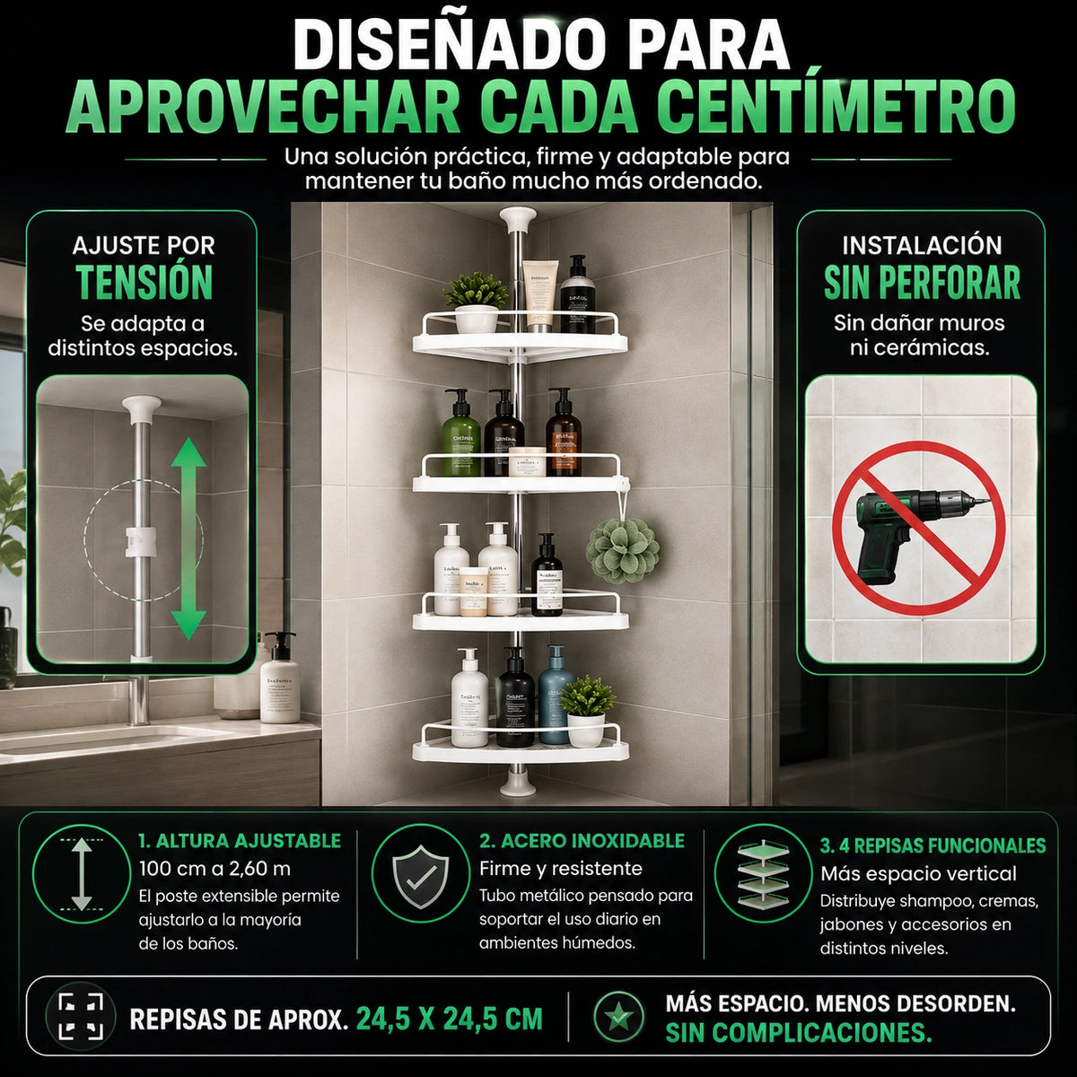 Organizador Esquinero De Ducha Y Baño