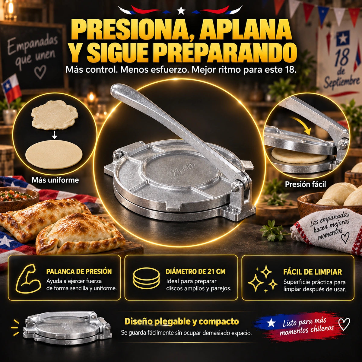 EmpanaPress™ | Prensa De Masa de Empanadas