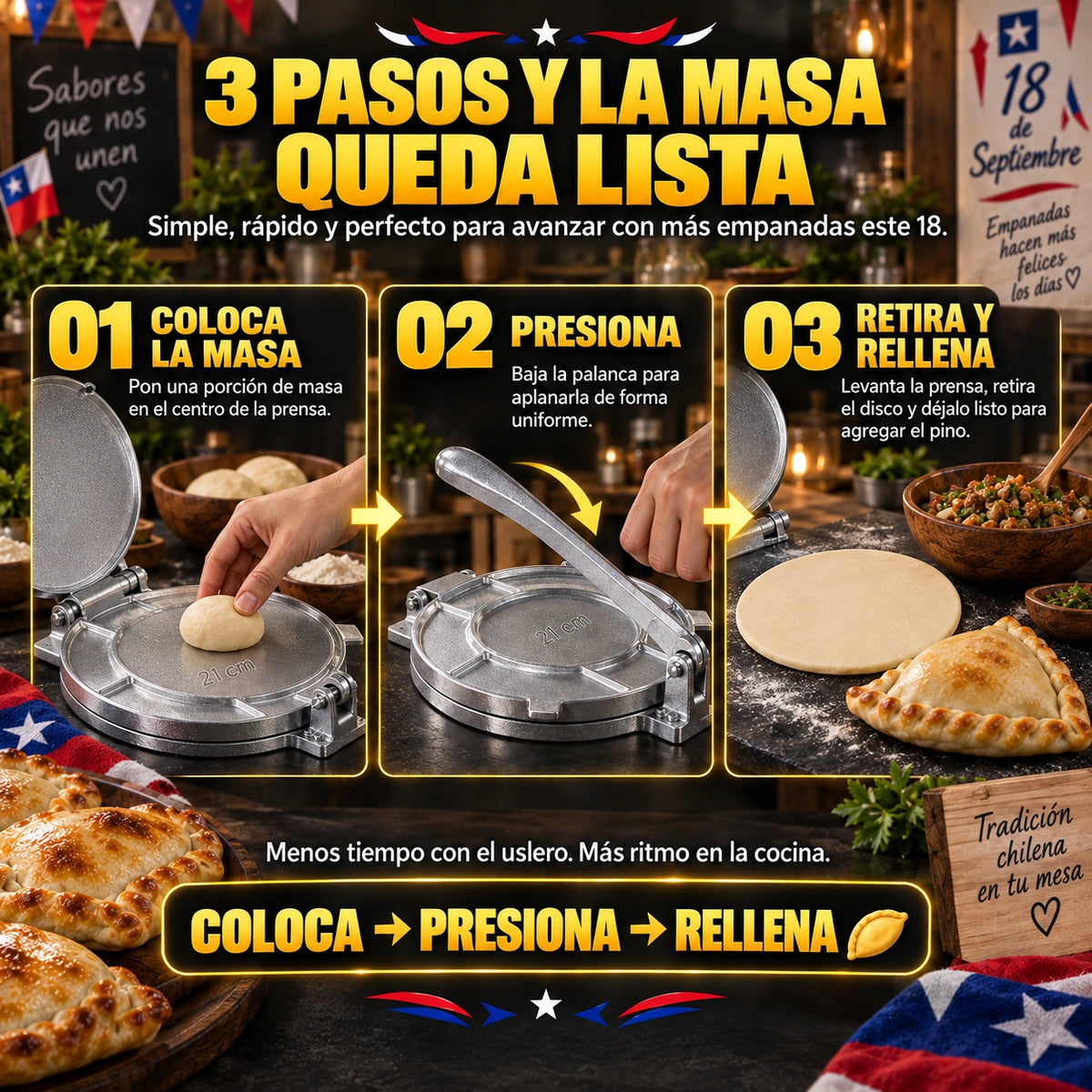 EmpanaPress™ | Prensa De Masa de Empanadas