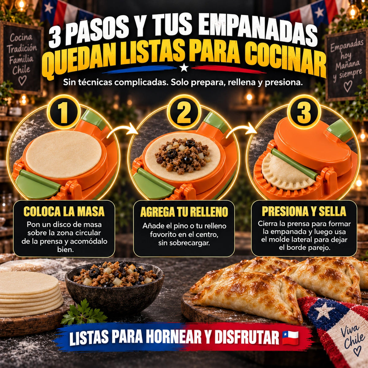 EmpanaFlash™ | Prensa 2 en 1 para empanadas
