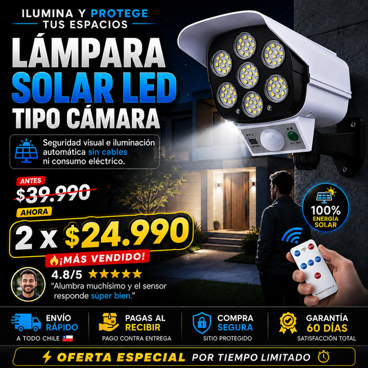 2x1 SolarGuard™ – Foco Solar LED con Sensor de Movimiento
