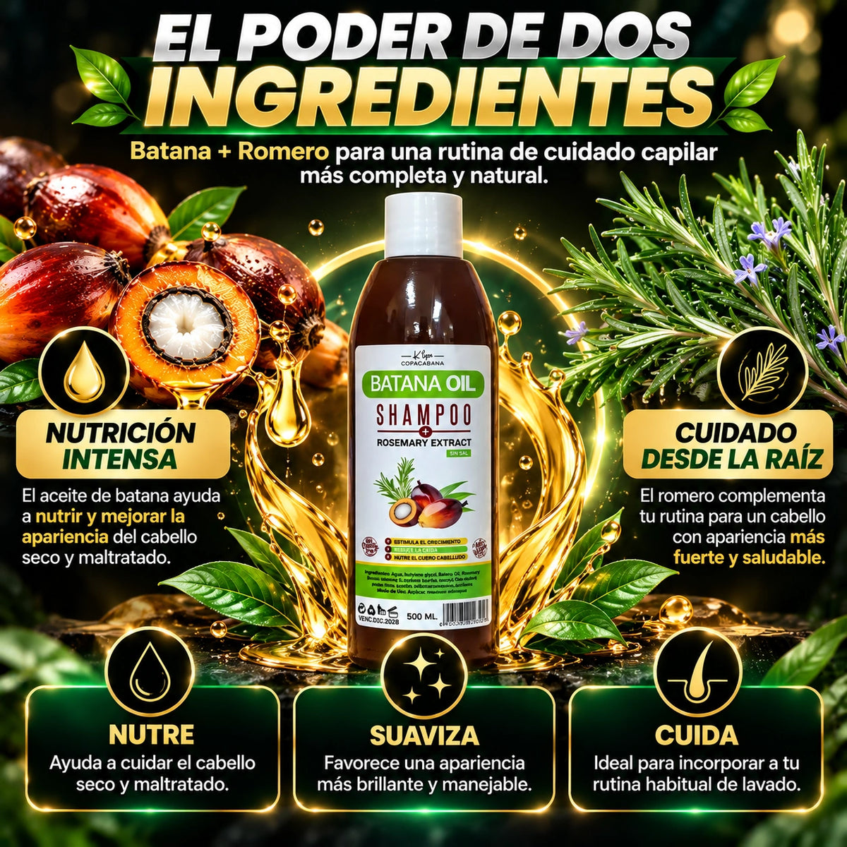 Shampoo de Batana 500ml - Recupera Tu Cabello Más Fuerte, Brillante y Lleno de Vida